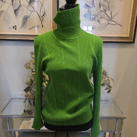 Lime Green Turtleneck Sweater - Picture 1 of 2